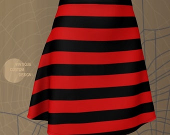 Striped SKIRT HALLOWEEN Skirt Womens Skirt for Halloween Red and Black Skirt Fitted Skirt or Flare Skirt Witch Costume Skirt Freddie Kruger