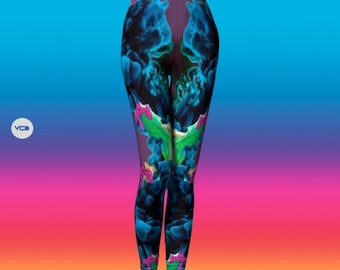 VAPORWAVE Leggings YOGA LEGGINGS Trippy Psychédélique Imprimé Leggings Pantalon de Yoga Femmes Leggings Rave Clothing Festival Vêtements Électronique