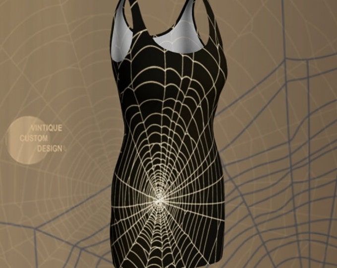 Spiderweb Dress Gothic Halloween DRESSES Fit & Flare or Bodycon Designer Dress Womens Dresses Trick or Treat Halloween Party Dress Womens