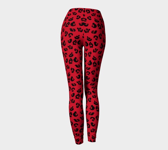 RED LEOPARD LEGGINGS Red and Black Leopard Print / Cheetah Print