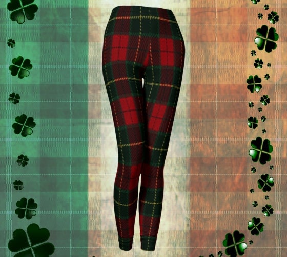 Red Check Plaid Print Yoga Leggings -  Canada