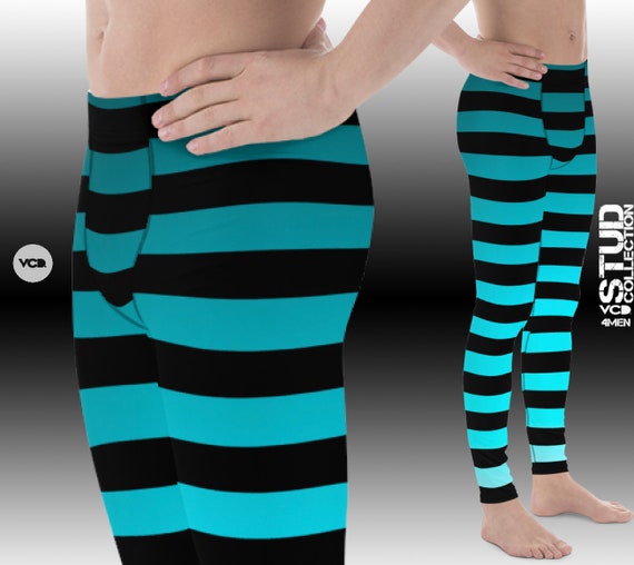 MENS OMBRE LEGGINGS Striped Leggings for Men Blue Ombre With Black Striped Mens Yoga Leggings Mens Yoga Pants Workout Pants for Men Meggings Etsy UK