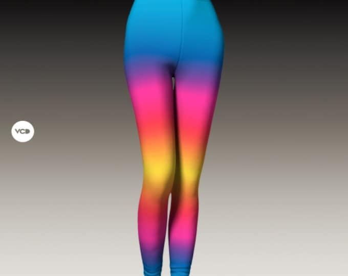 RAINBOW LEGGINGS Colorful Ombre Yoga Leggings WOMENS Yoga Pants Workout Clothing Designer Leggings Rave Leggings Burning Man Leggings Tights