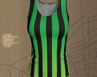Green and Black Striped Halloween Tank Top - Witch Costume