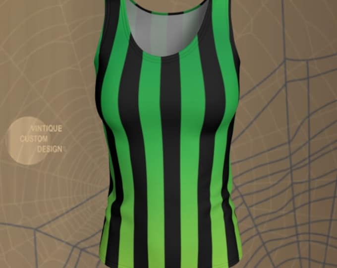 Green and Black Halloween Tank Top Witch Striped TANK TOP for HALLOWEEN Womens Tank Top Halloween Top Sexy Cute Halloween Shirt Halloween