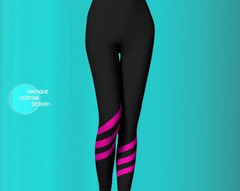 Breast Cancer LEGGINGS Pink Ribbon Leggings WOMENS Yoga Leggings Yoga Pants BCAM Pink Ribbon Capri Leggings Grey Pink Survivor Gift Support