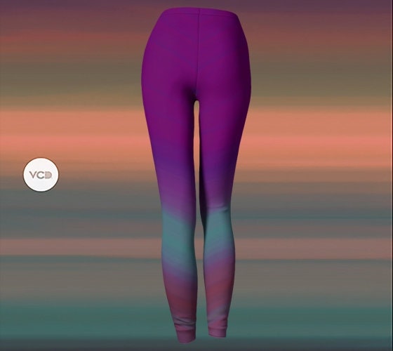 Purple Ombre LEGGINGS Womens Leggings 80s Leggings Throwback