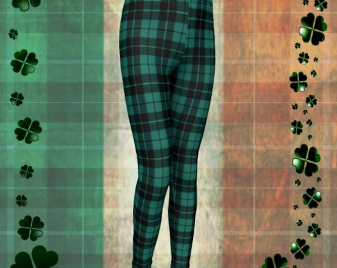 St. Patricks Day Leggings Green Tartan Plaid LEGGINGS Green Plaid Leggings Kids Youth Leggings Baby Leggings Toddler Leggings Plaid Pants