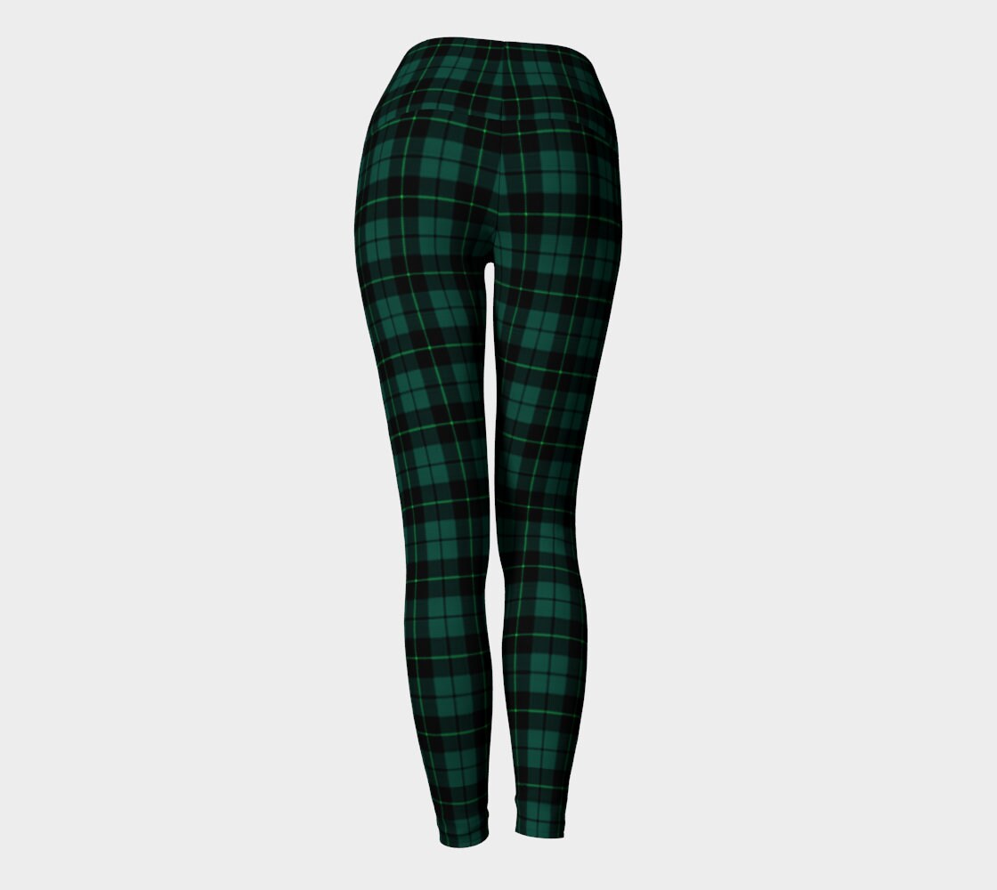 Green TARTAN PLAID LEGGINGS Womens Yoga Leggings Yoga Pants Plaid Yoga ...