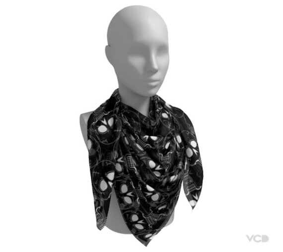 Buy Skull Scarf: Black and White Skeleton Fashion Scarf Online in