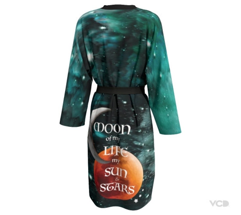 KIMONO ROBE Women/'s Long Peignoir Kimono Robe Cosmic Galaxy Print GOT Game of Thrones Inspired Designer Kimono Robe Emerald Green Galaxy