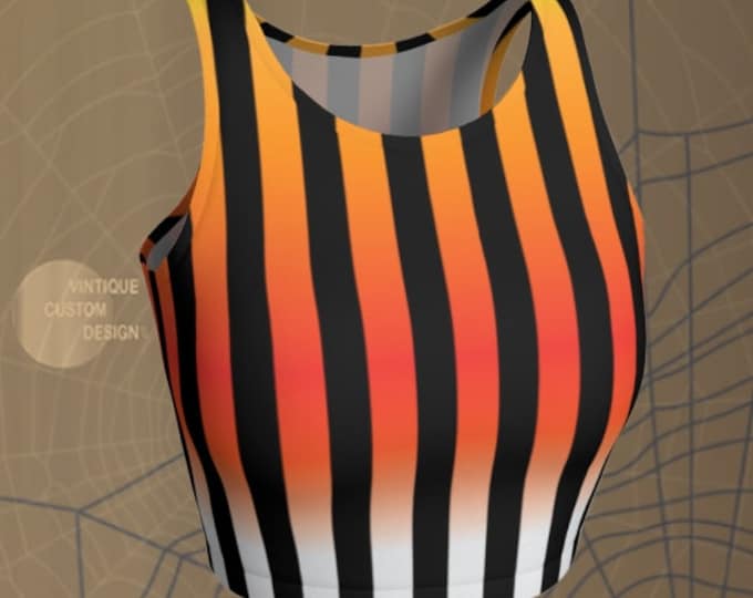 Referee Jail Crop Top HALLOWEEN Costume Women's Striped Halloween Cropped Top Womens Crop Top Bralette Sports Bra Sexy Rave Clothing Women's