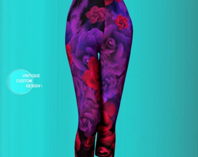 YOGA CAPRI LEGGINGS Womens Designer Leggings Sexy Print Leggings Capri Leggings Sexy Leggings Sexy Yoga Pants Purple Red Capri Yoga Pants