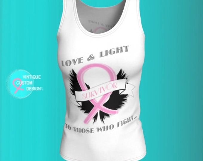 Pink Ribbon Breast Cancer Awareness and Support TANK TOP Womens Tank Top - Get Well Gift - Survivor Gift - Pink Ribbon Shirt for Women