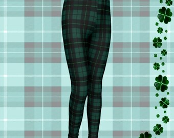 Green Tartan Plaid Leggings: Mommy and Me Matching Outfit