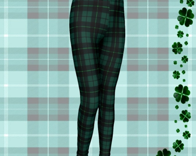 GREEN Tartan Plaid CHRISTMAS LEGGINGS Mommy and Me Christmas Outfit Matching Leggings Baby Leggings Toddler Leggings Youth Leggings Kids