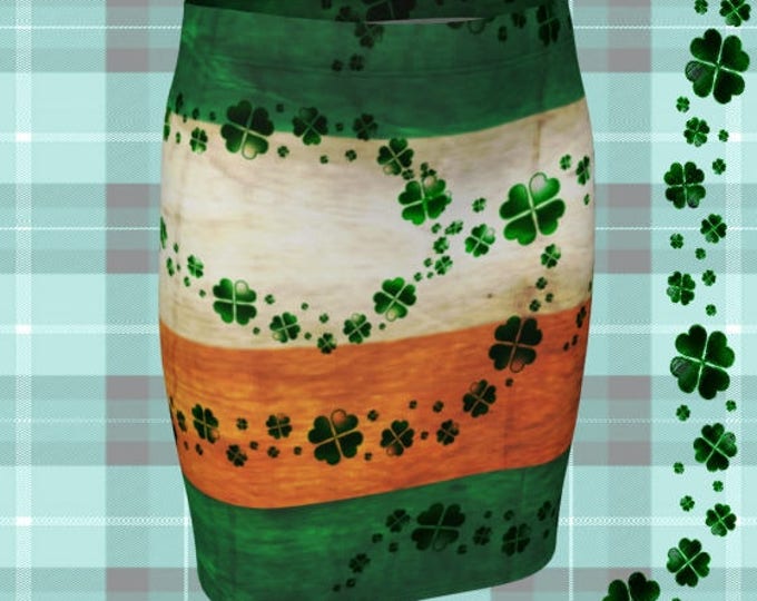 MINI SKIRT St Patricks Day Skirt WOMENS Clothing Irish Flag Irish Pride Fashion Skirt St Pattys Day Green and Orange Shamrock Clover Skirt