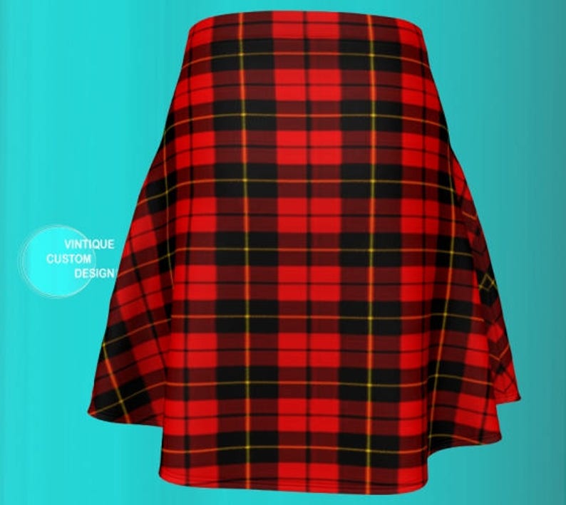 RED Tartan PLAID Mini SKIRT Red Plaid Skirt Red Plaid Mini Skirt Womens Clothing Sexy Mini Skirt Sexy Print Plaid Skirts for Women Flare image 7