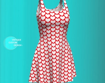 Red Heart Print Dress: Fit & Flare or Bodycon - Valentines Day