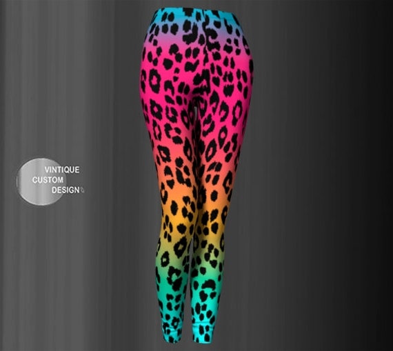 Cheetah LEGGINGS Rainbow Leggings Animal Print Yoga Leggings