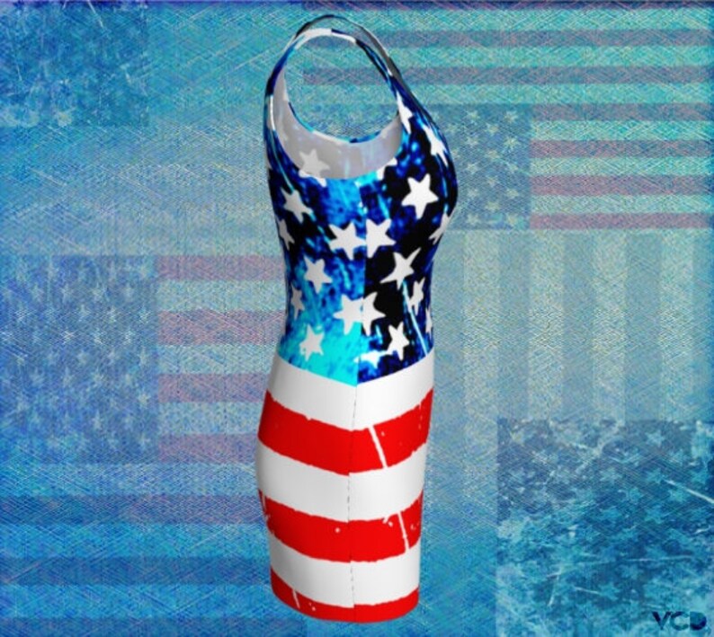 American Flag Dress BODYCON DRESS Women's Patriotic Red - Etsy