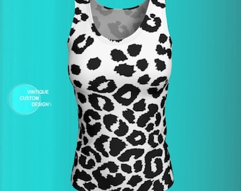 Snow Leopard Tank Top Cheetah TANK TOP Animal Print Tank Top WOMENS Top Shirt Work-out Clothing Yoga Top Tank Top Gym Top Cycling Clothing
