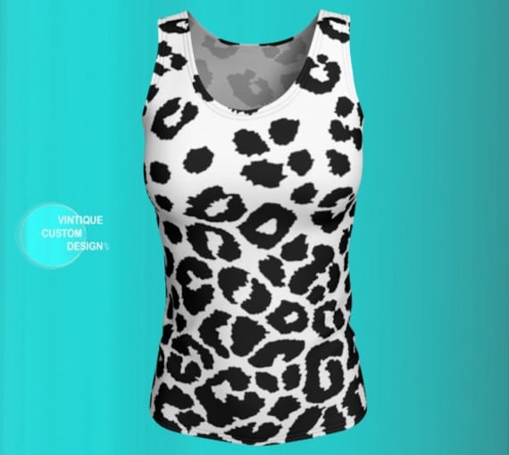 blue leopard print tank top