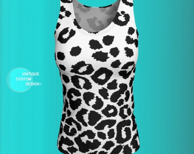 Snow Leopard Tank Top Cheetah TANK TOP Animal Print Tank Top WOMENS Top Shirt Work-out Clothing Yoga Top Tank Top Gym Top Cycling Clothing