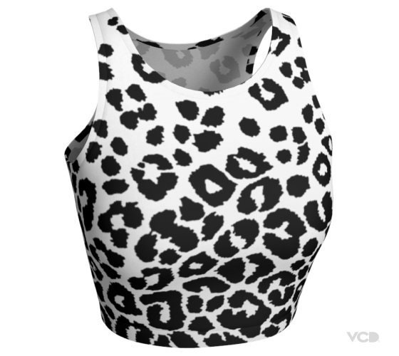triathlete lovende smog Snow LEOPARD Top Black and White Cheetah CROP TOP Womens Animal Print Work  Out Clothing Yoga Top Festival Clothing Burning Man Top for Women