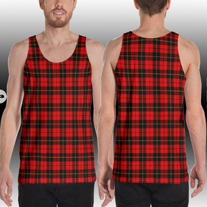 Plaid Tank Top Mens Red Tartan Plaid MENS TANK TOP Mens Tank Top for Men Workout Tank Top Sleeveless Tank Top Athletic Tank Top Gym Tank Top