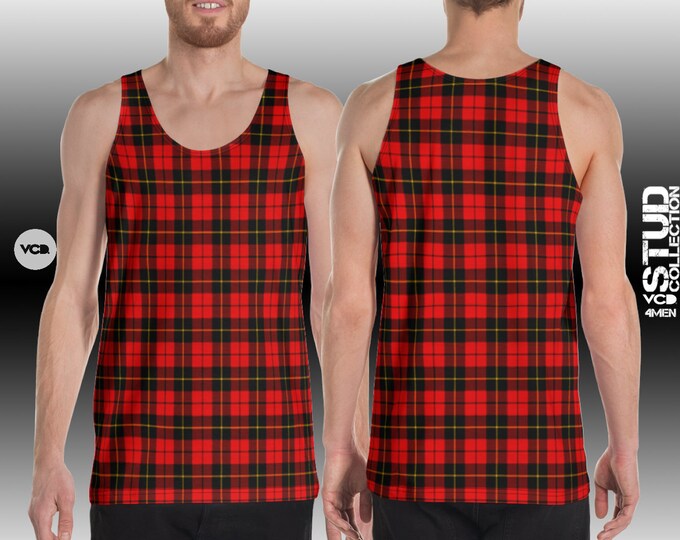 Plaid Tank Top Mens Red Tartan Plaid MENS TANK TOP Mens Tank Top for Men Workout Tank Top Sleeveless Tank Top Athletic Tank Top Gym Tank Top