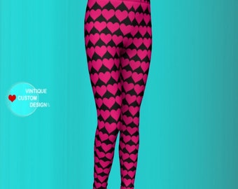 Pink Heart Leggings: Girls, Baby, Toddler, Youth