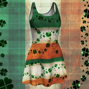 Shamrock Irish Flag Skater Dress - St Patricks Day Mini Dress