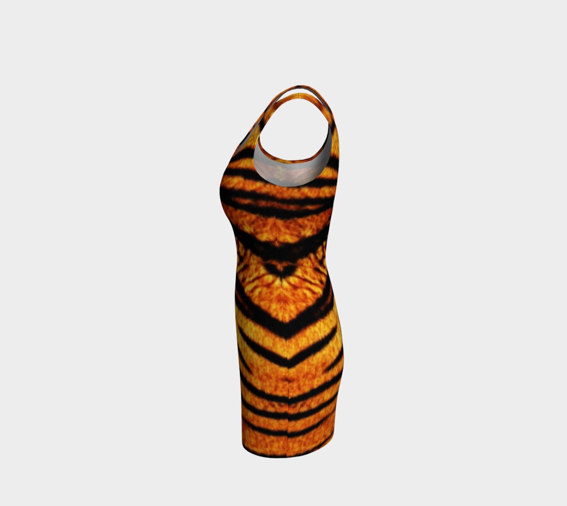 DRESS Body Con Slim Fit TIGER PRINT Bodycon Dress Womens - Etsy