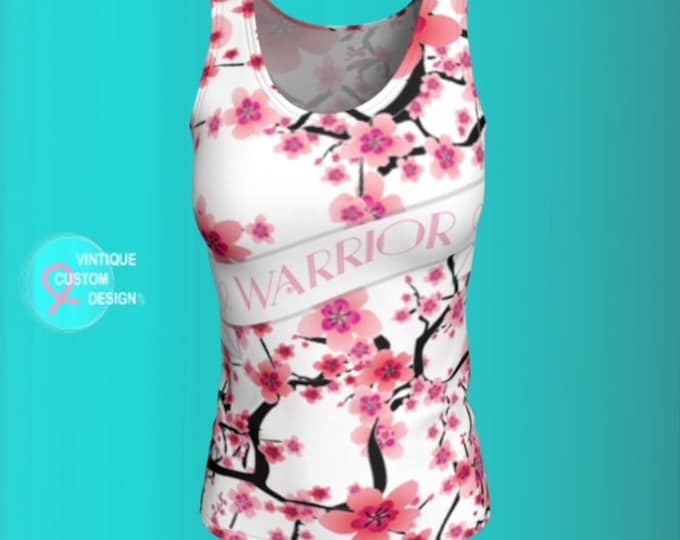 Tank Top Pink Ribbon Breast Cancer Awareness Top for Womens Tank Top Cherry Blossom Print Pink and White Floral Tank Top Survivor Gift Shirt