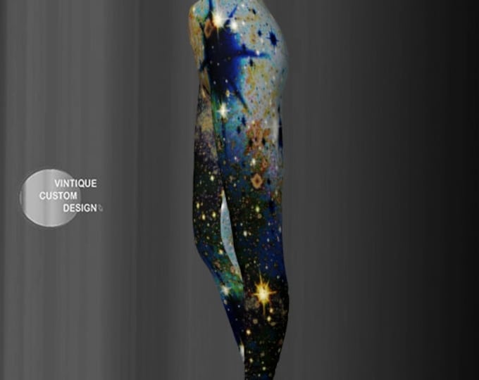 Galaxy LEGGINGS Yoga PANTS WOMENS Yoga Leggings Printed Leggings Painted Leggings Printed Leggings Burning Man Glitter Galaxy Pants Womens