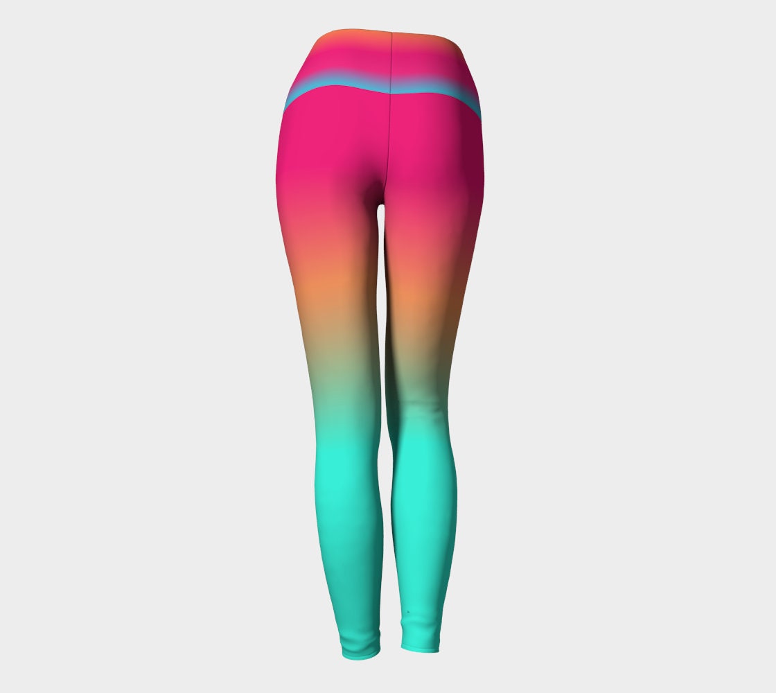 Yoga Leggings WOMENS Ombre Leggings Rainbow Leggings Neon Colorful ...
