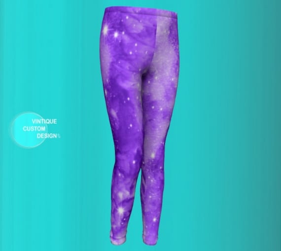 GIRLS GALAXY LEGGINGS Purple Galaxy Leggings for Kids Youth