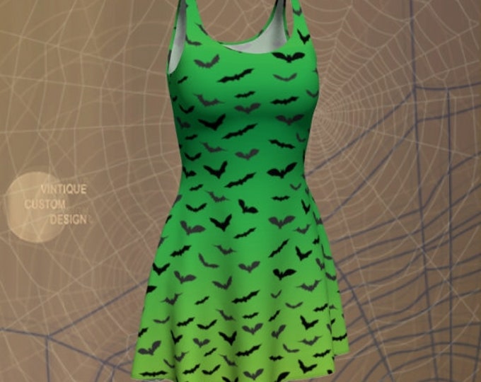 HALLOWEEN BAT DRESS Green Dress Women's Designer Fashion Dress Womens Costume Dress Bodycon Dress Party Dress Fitted Dress Fit & Flare Dress