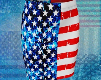 American Flag Skirt: Women's Patriotic Fit or Flare Skirt