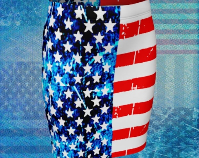 AMERICAN Flag SKIRT Women's Red White and Blue 4th of July Skirt Women USA America Patriotic Clothing Designer Fashion Skirt Fit or Flare