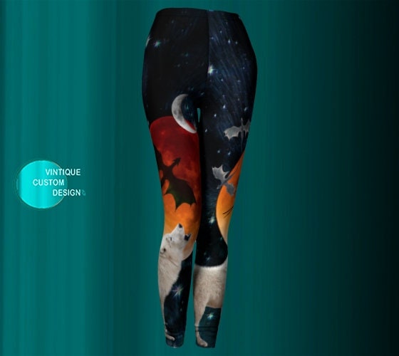 DIRE WOLF LEGGINGS - Womens Leggings - Full Moon - Galaxy Leggings - Dragon  Leggings - Sci-Fi Clothing - Howling Wolf - Yoga Leggings