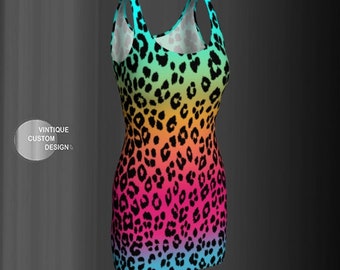 PARTY DRESS WOMENS Rave Clothing Cheetah Festival Dress Dance Dress Club Dress Festival Clothing Sexy Mini Dress Womens Animal Print Dress