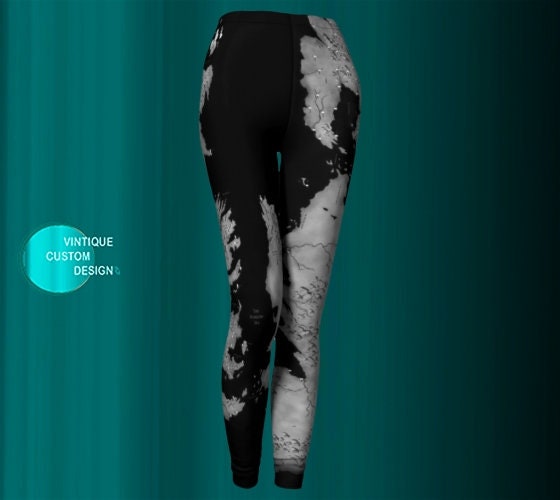 Earth View World Map Active Yoga Pants for Women Fitness Yoga