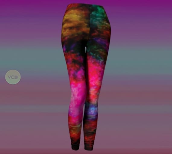Rainbow Art Leggings: High Waist Yoga Pants, Rave Festival Clothing