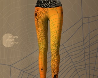 Halloween YOGA LEGGINGS for WOMEN Sexy Print Leggings Womens Yoga Pants Sexy Leggings Womens Work Out Leggings Art Tights Spider Web Print