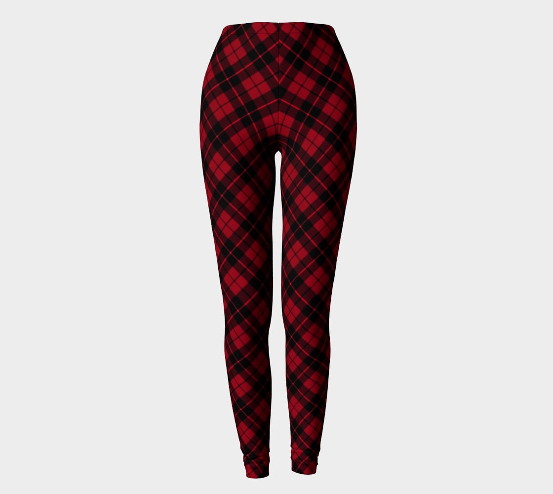 Red Plaid Tartan YOGA PANTS Sexy Print Leggings WOMENS Sexy