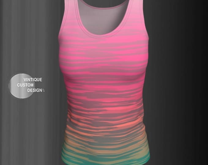 Neon Striped Top Workout TANK TOP for WOMEN Sleeveless Tank Top Ombre Tank Top Jersey Tank Top WorkOut Top Rave Tank Top Festival Tank Top