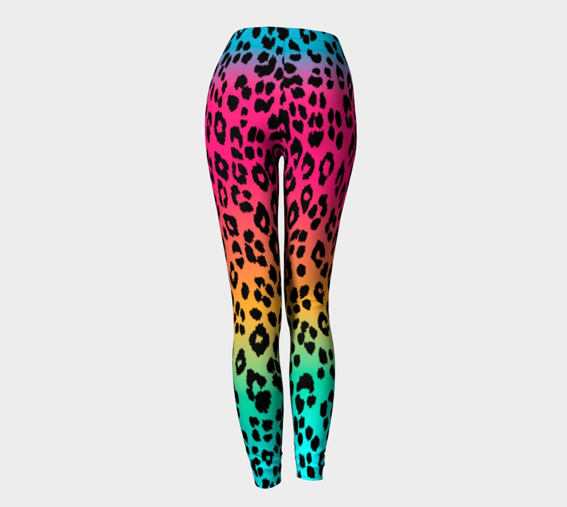 RAINBOW - HIGHER WAISTED SNOW LEOPARD PRINT LEGGINGS