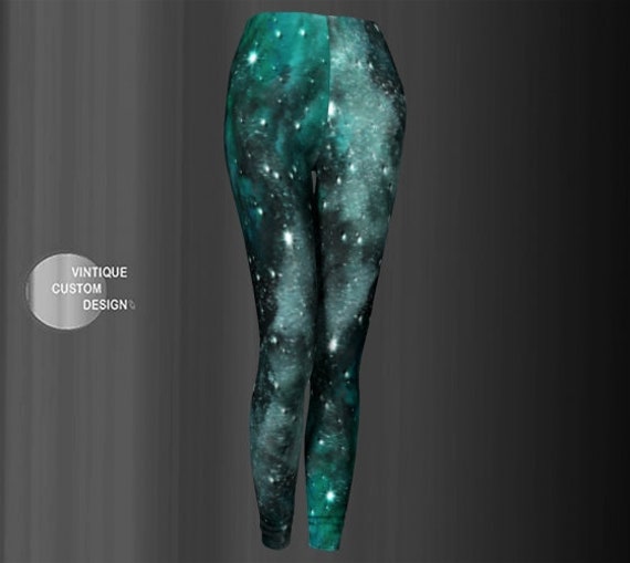 Emerald GALAXY LEGGINGS Green Yoga Pants Womens Leggings Star